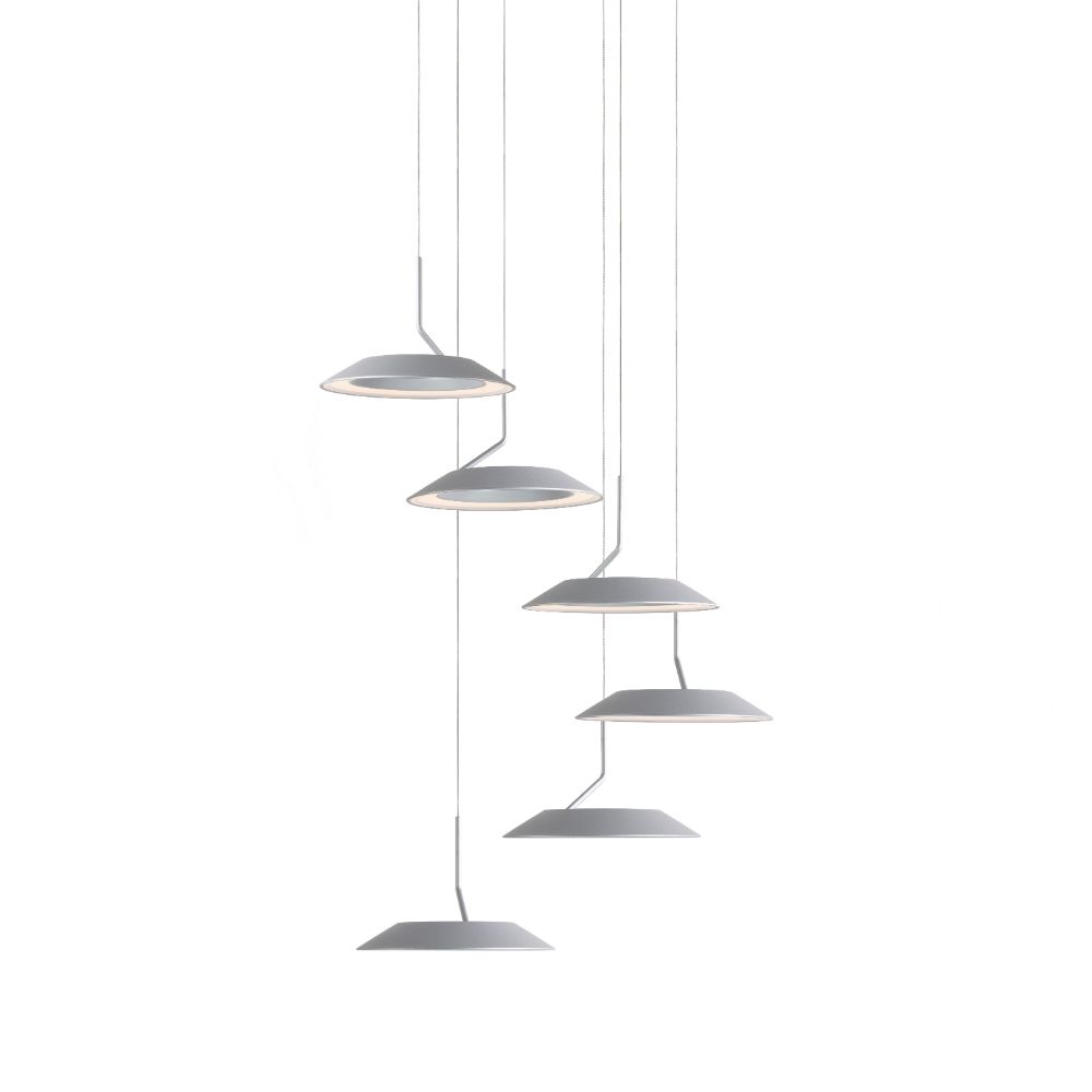 Koncept Lighting RYP-C6-SW-SIL Royyo LED Pendant (Circular with 6 pendants), Silver, Silver Canopy